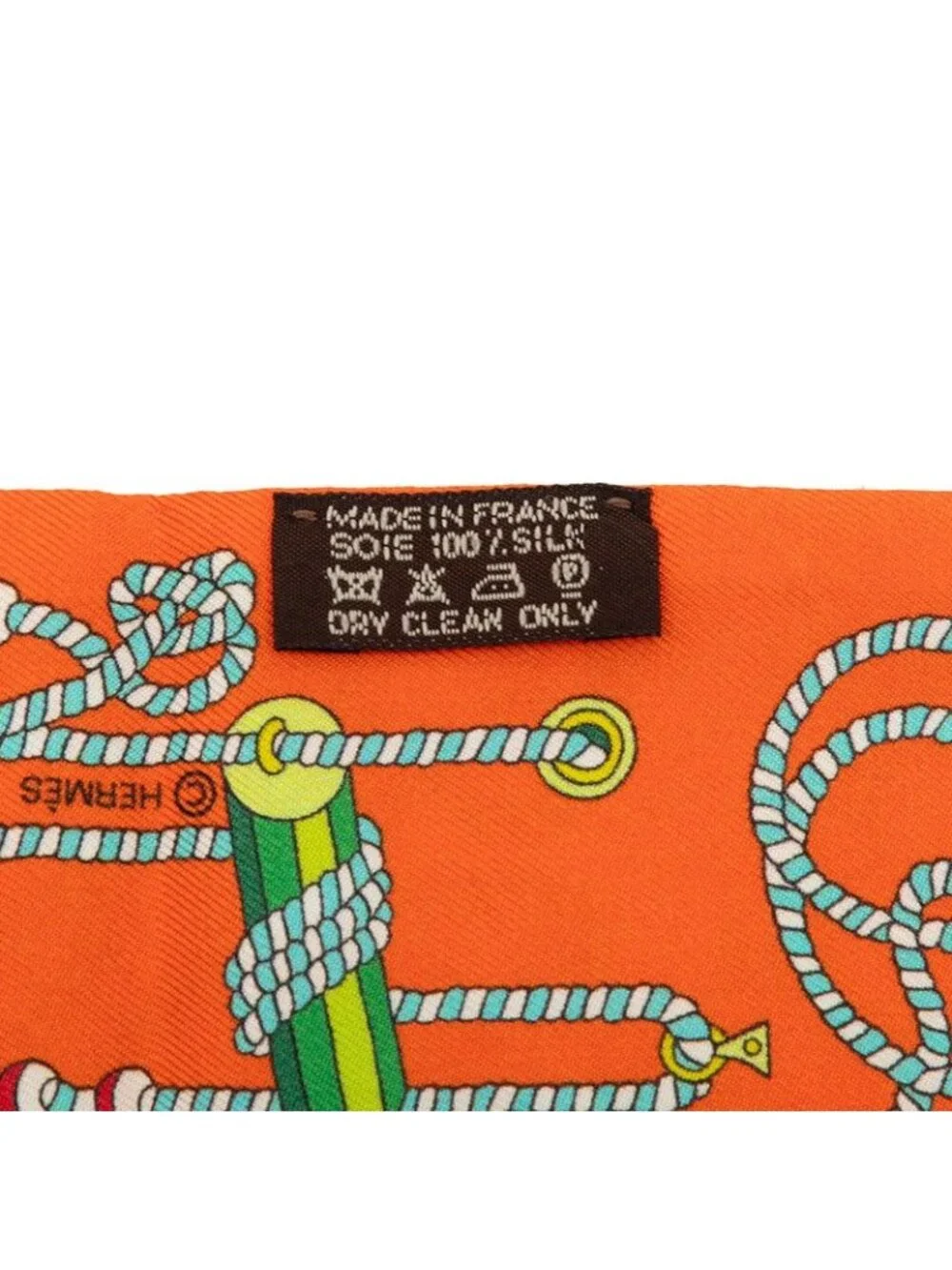 Hermes Cordages Scarf Orange Multicolor Silk - Picture 5 of 5